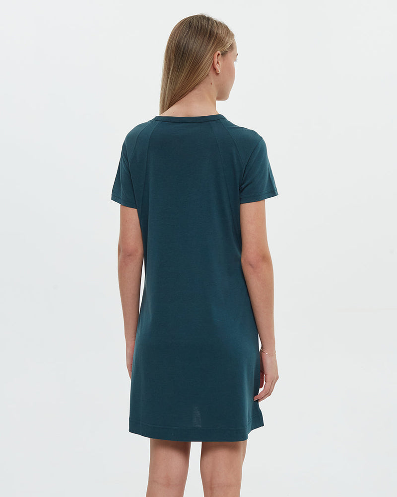 Green-Crew-Neck-Shortsleeve-Dress