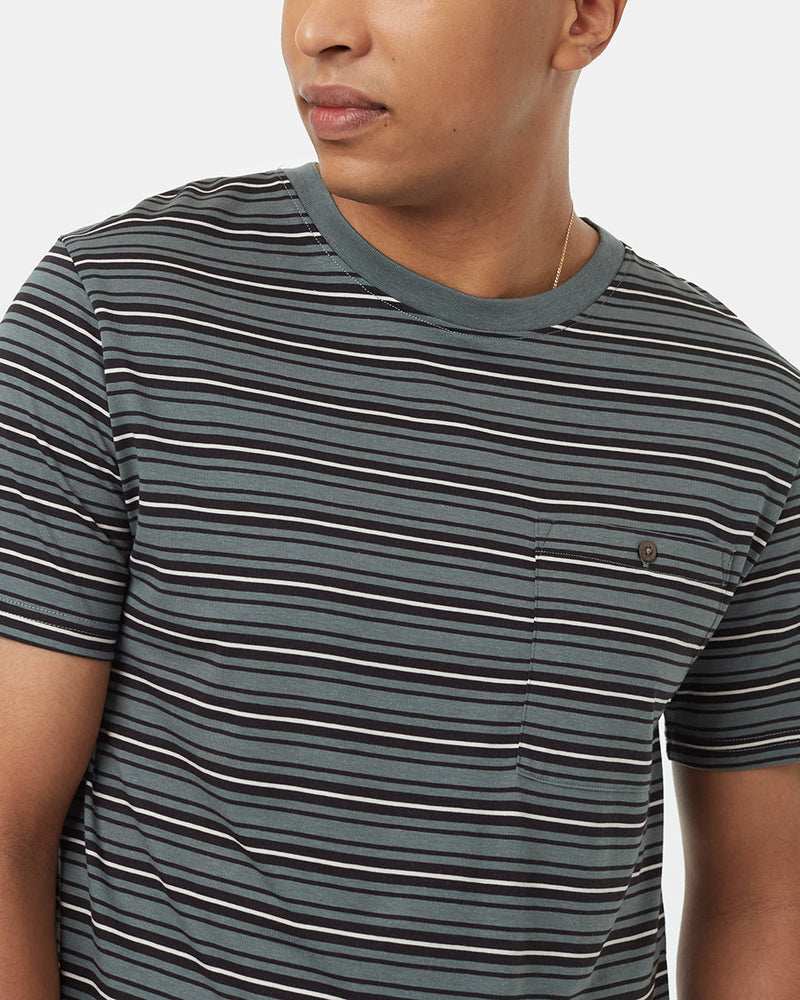 Green-Crew-Neck-Shortsleeve-Striped-T-Shirt