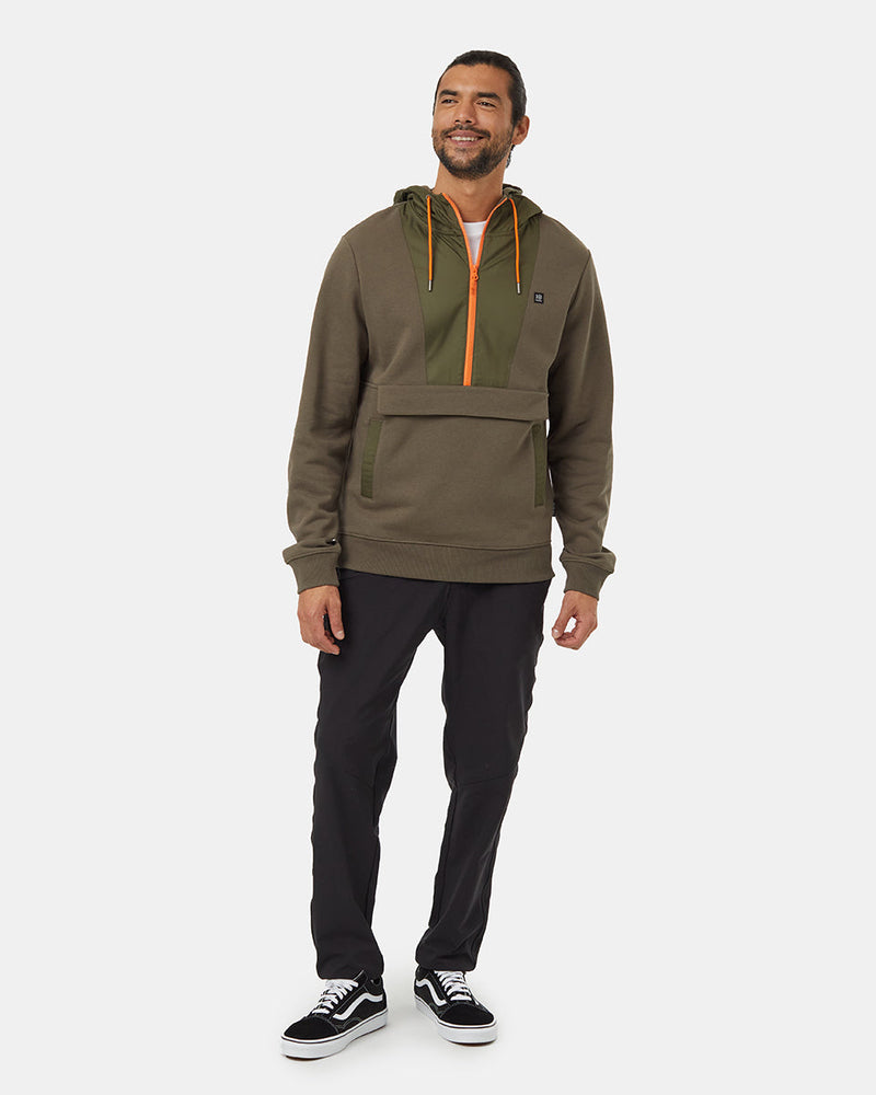 Green-Half-Zip-Regular-Fit-Fleece-Hoodie