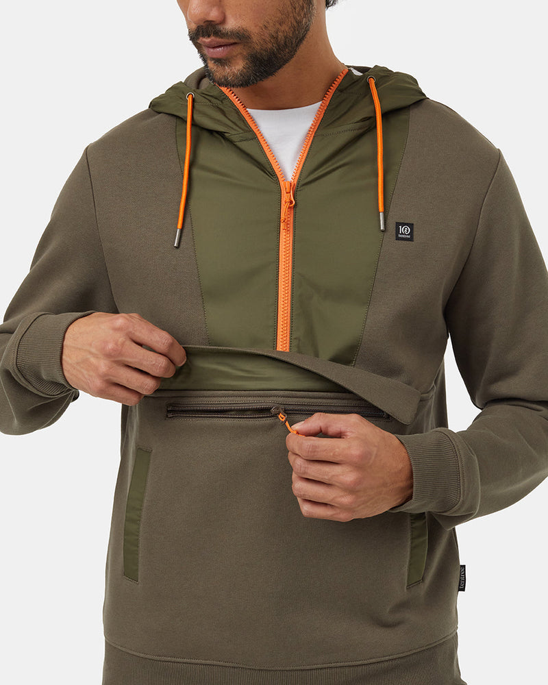 Green-Half-Zip-Regular-Fit-Fleece-Hoodie