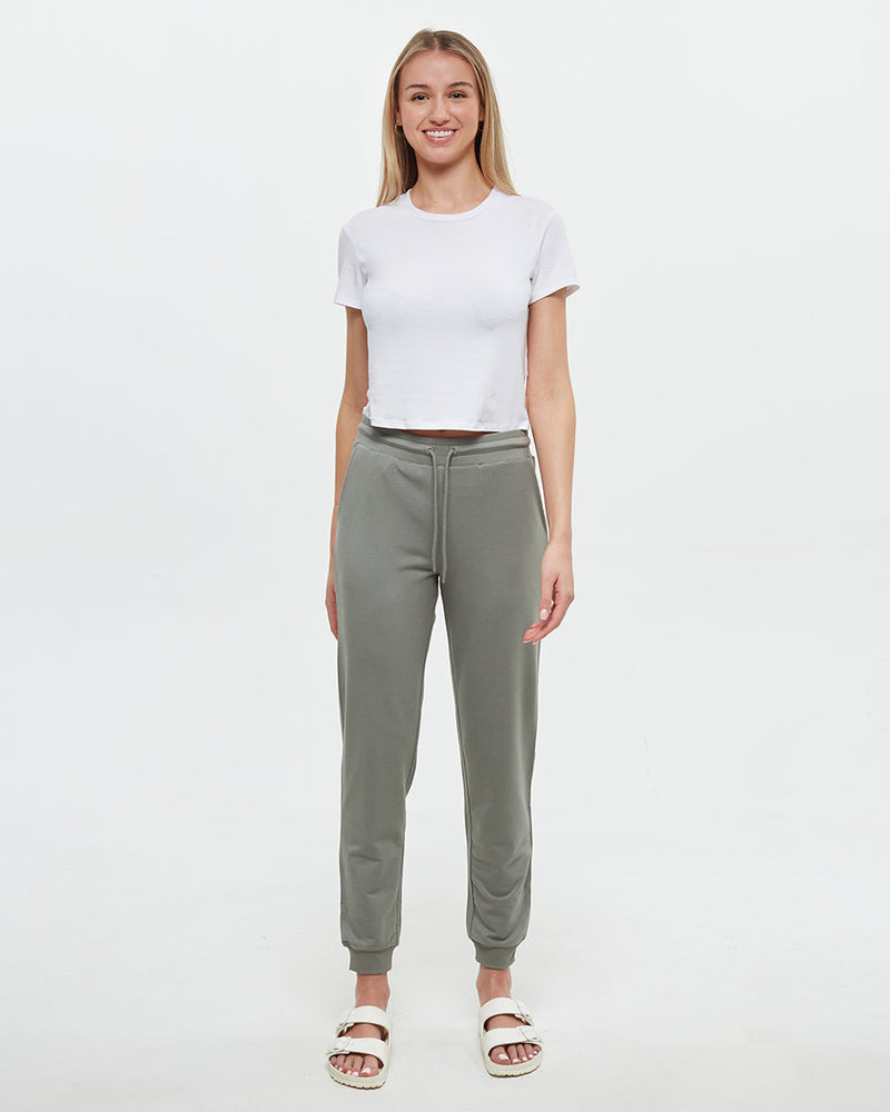 Green-Mid-Rise-Full-Length-Elastic-Cuff-Pant