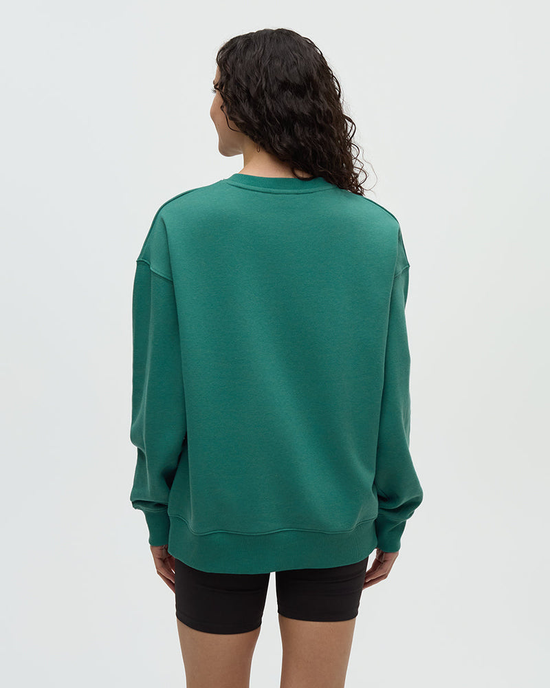 Green-Relaxed-Graphic-Crew-Neck-Sweatshirt