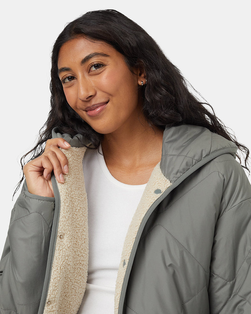 Green-Reversible-Boucle-Hooded-Jacket