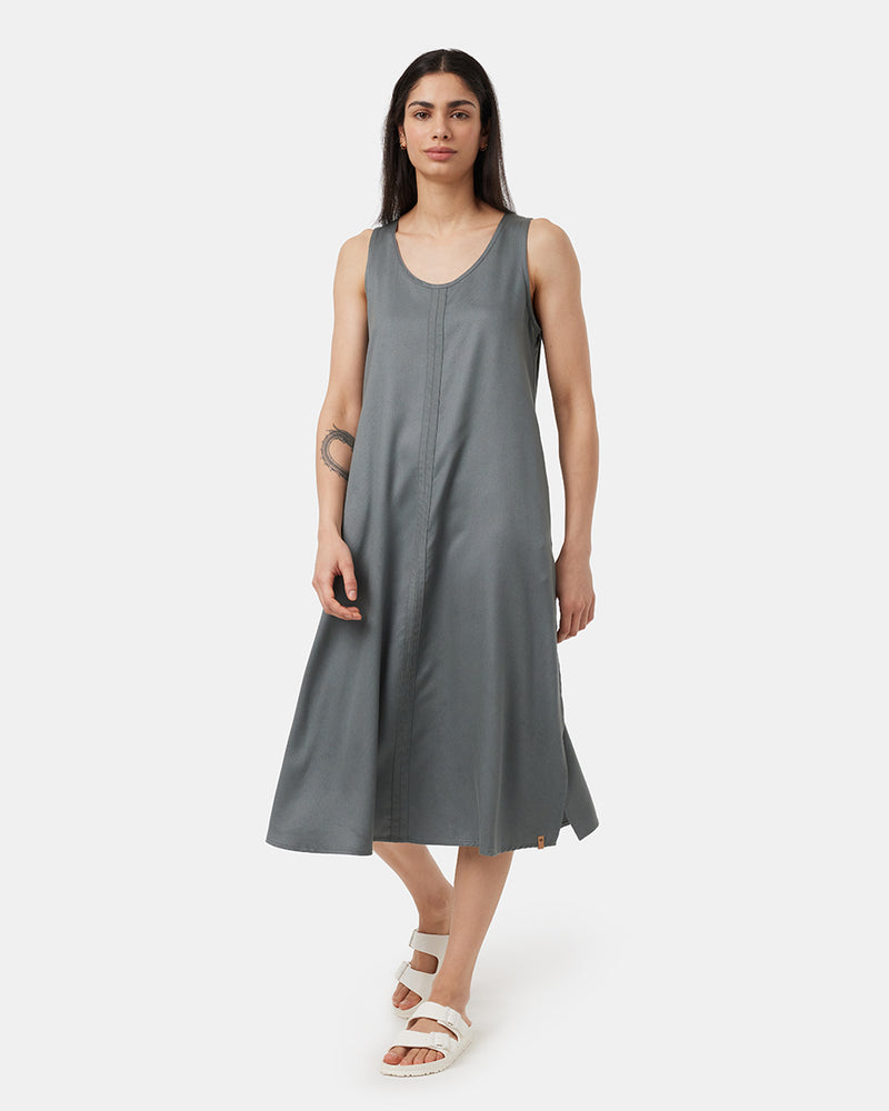 Green-Scoop-Neck-A-Line-Midi-Dress
