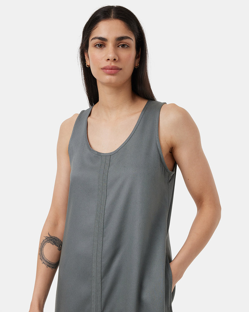 Green-Scoop-Neck-A-Line-Midi-Dress