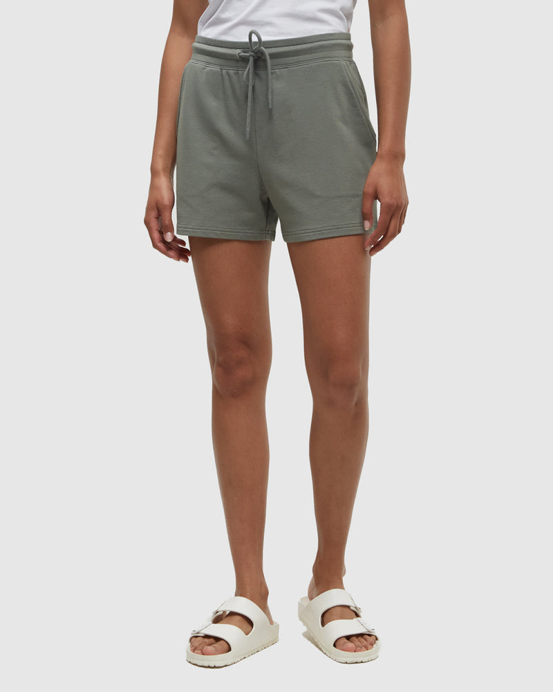 Green-Stretchy-Mid-Rise-Shorts