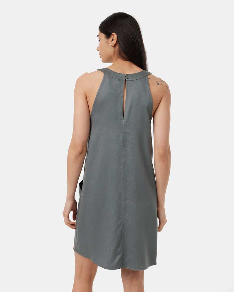 Green-V-Neck-Racer-Back-Knee-Length-Dress