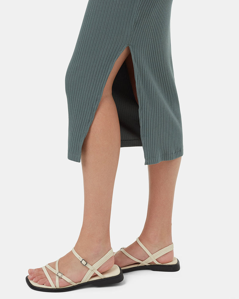 Green-Womens-High-Rise-Midi-Skirt