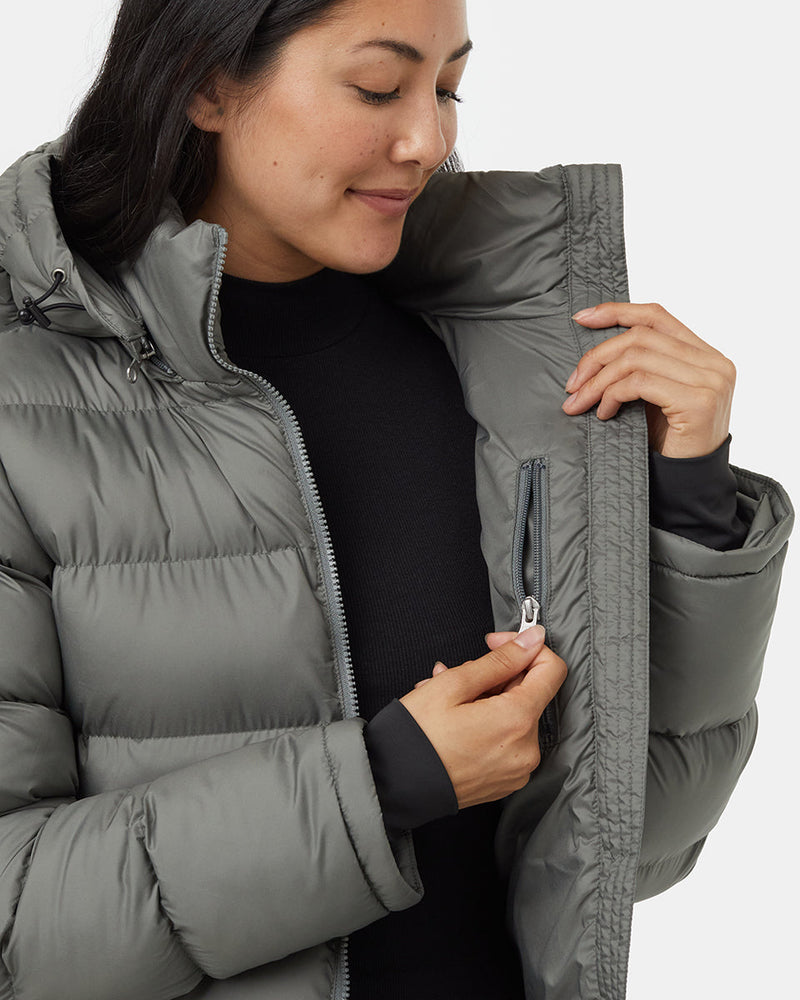 Green-Womens-Long-Puffer-Jacket