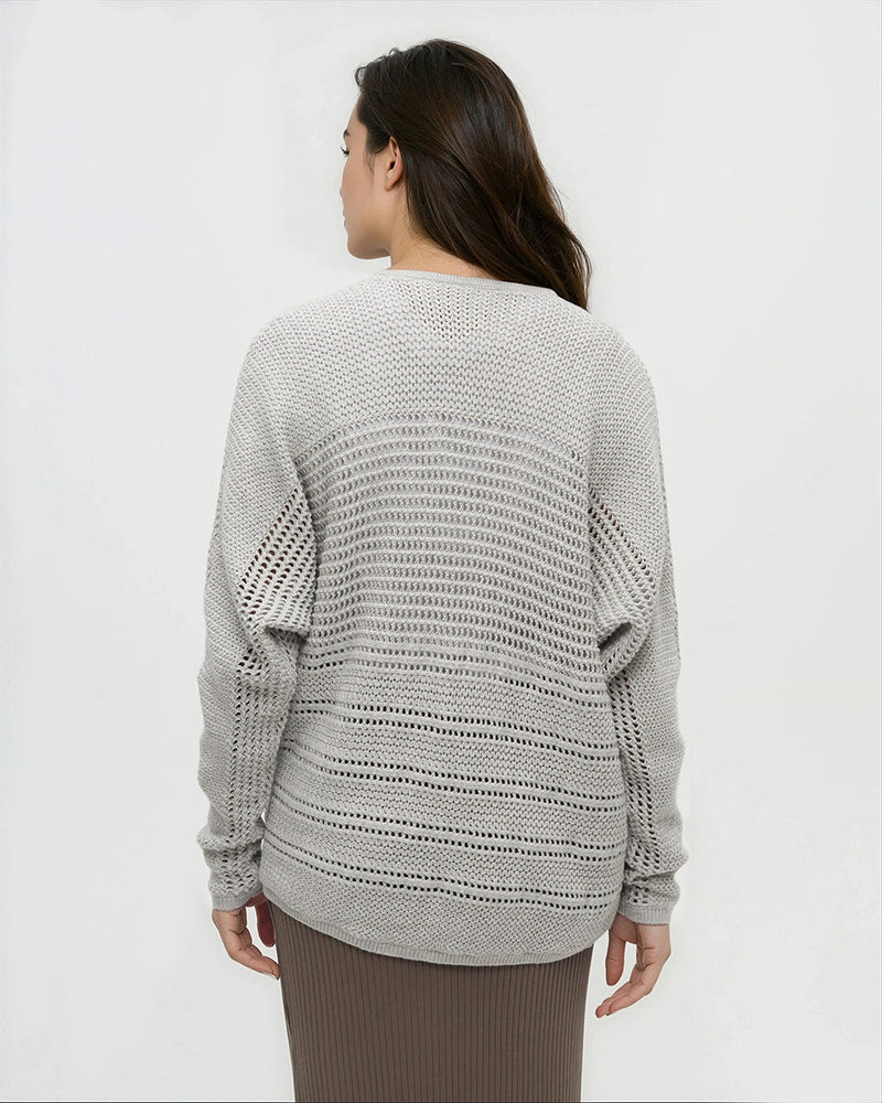 Grey-Oversized-Organic-Cotton-Woven-Cardigan