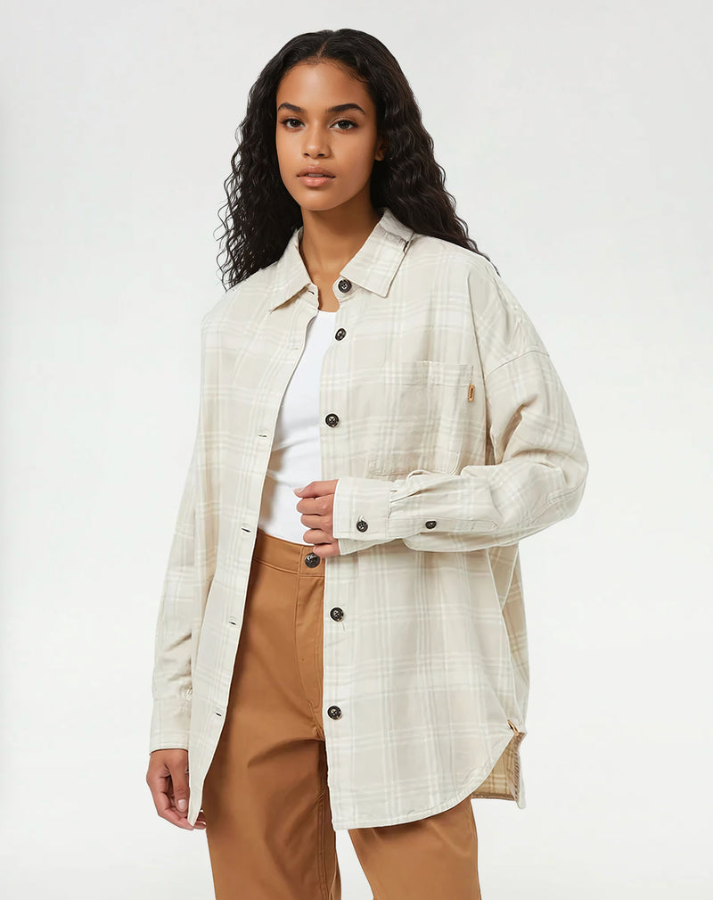 Multi-Womens-Longsleeve-Button-Down *Model is 5'8", wearing size S