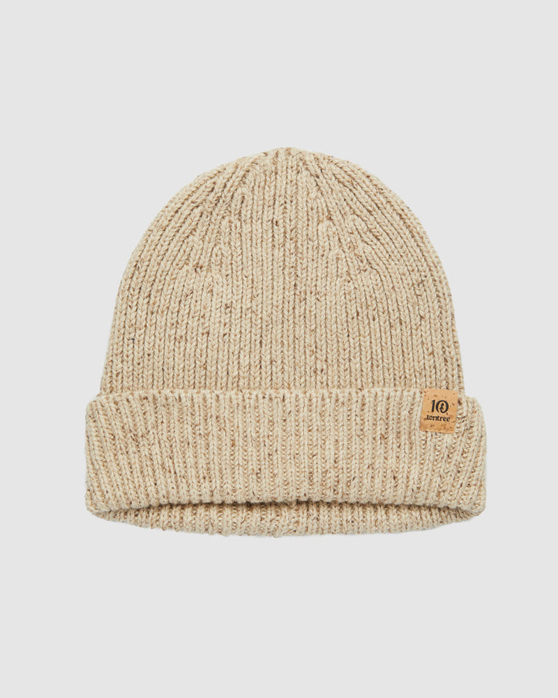 Oatmeal-Fleck-Yarn-Single-Folded-Ribbed-Beanie