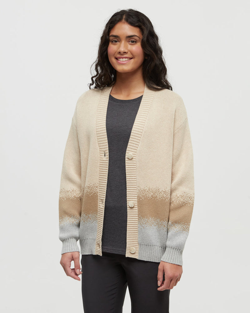 Oatmeal-Women_s-Relaxed-Fit-Cotton-Cardigan *Model is 5'9", wearing size S