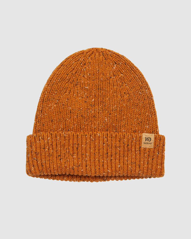 Orange-Fleck-Yarn-Single-Folded-Ribbed-Beanie