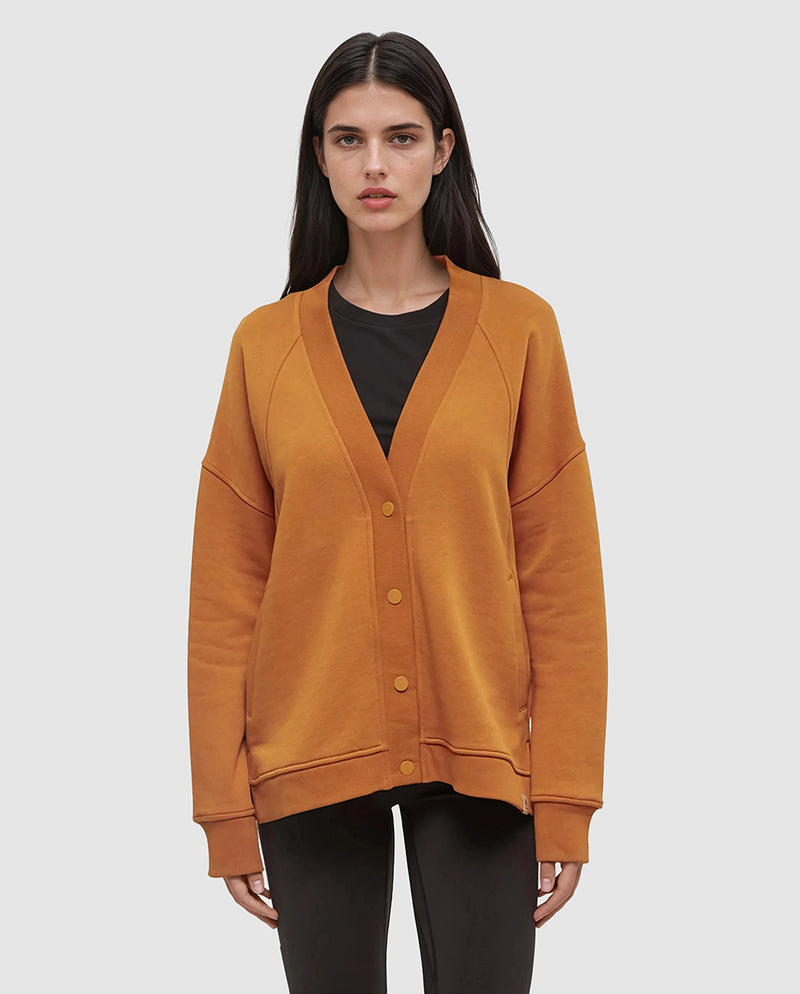 Orange-Relax-TreeFleece-Cardigan