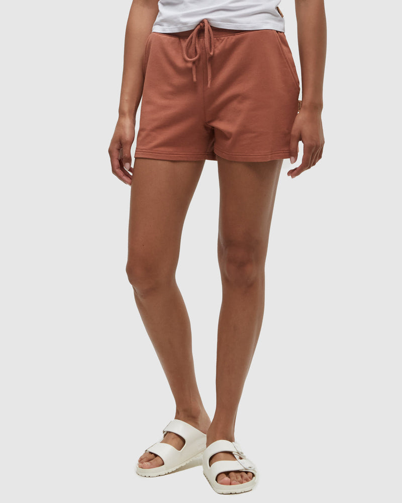 Orange-Stretchy-Mid-Rise-Shorts