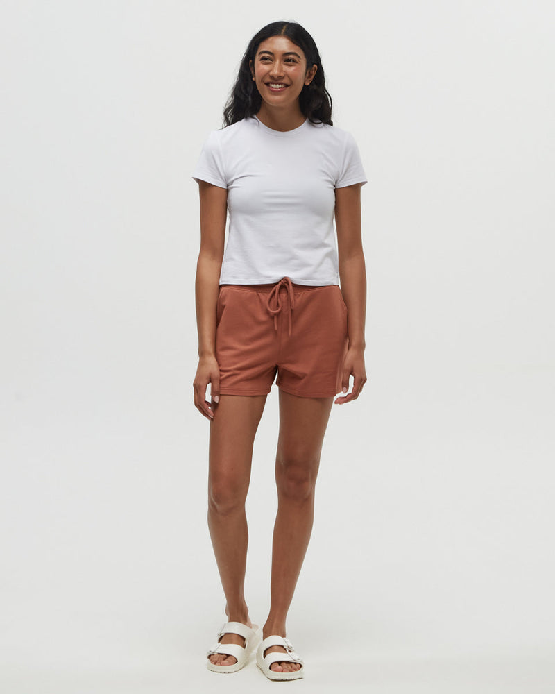 Orange-Stretchy-Mid-Rise-Shorts