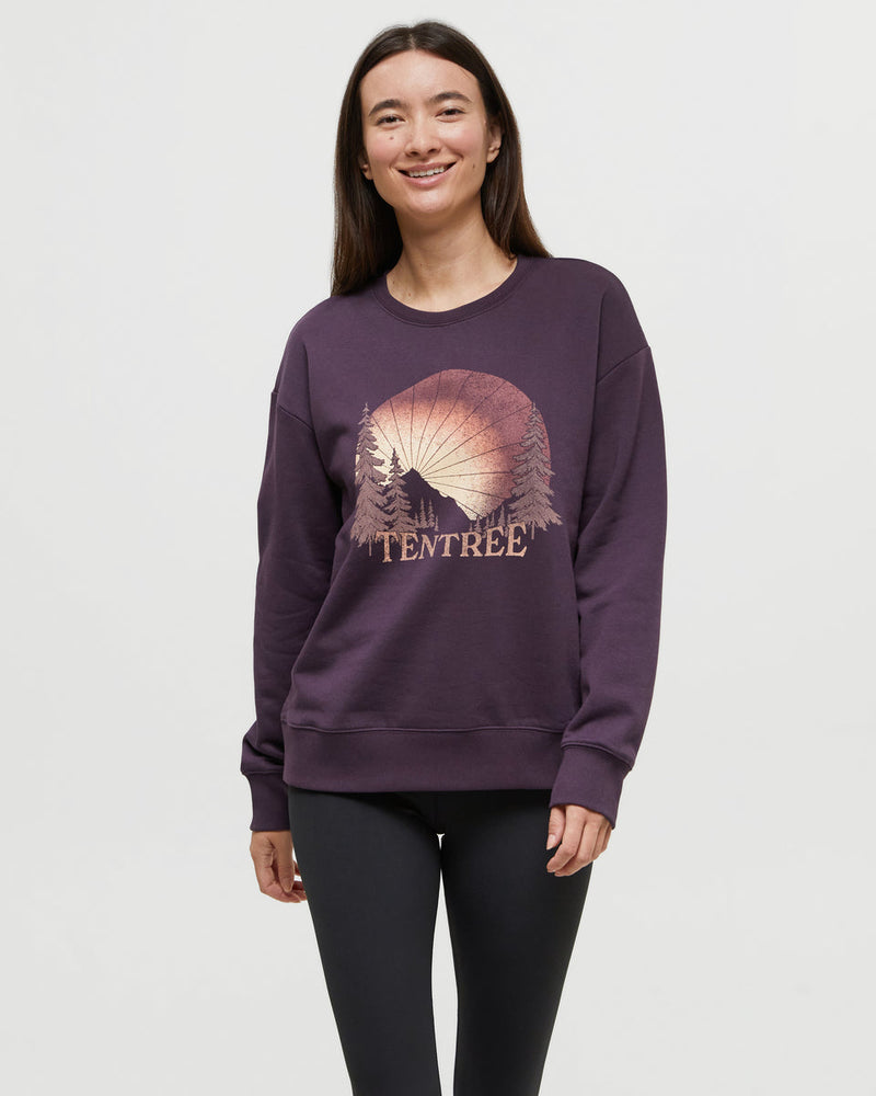 Purple-Crew-Neck-Graphic-Sweatershirt *Model is 5'7", wearing size S