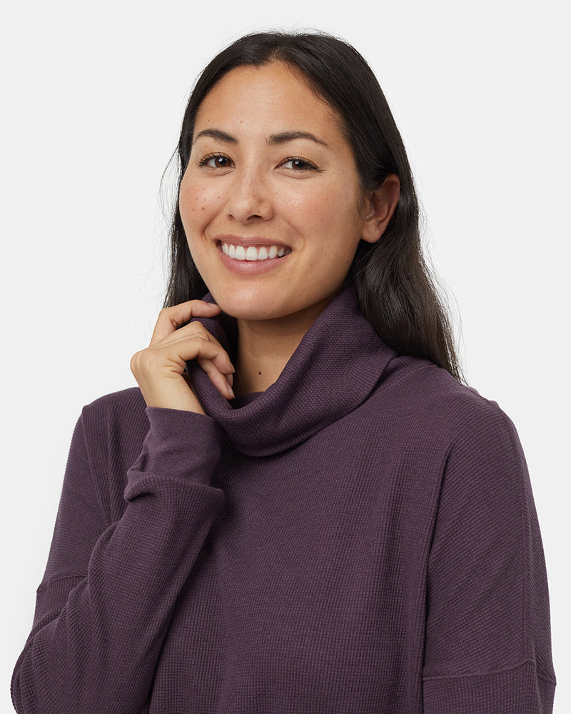 Purple-Womens-Waffle-Knit-Sweater
