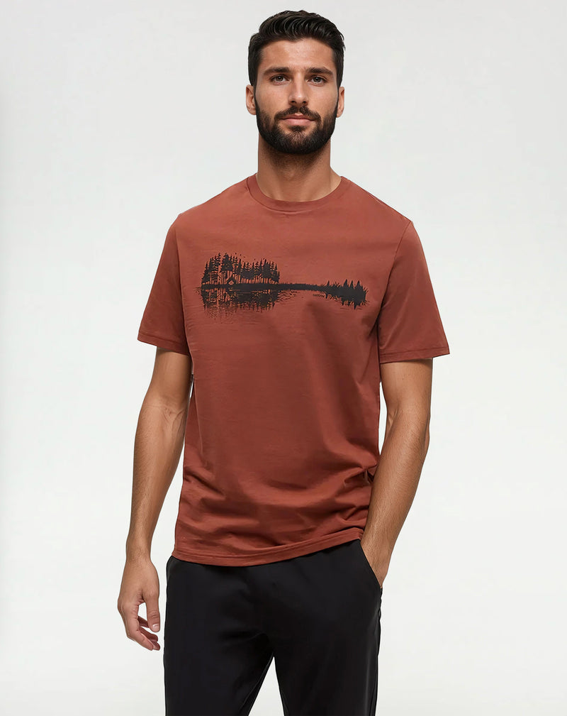 Red-Mens-Organic-Cotton-Graphic-Tee *Model is 6'3", wearing size M