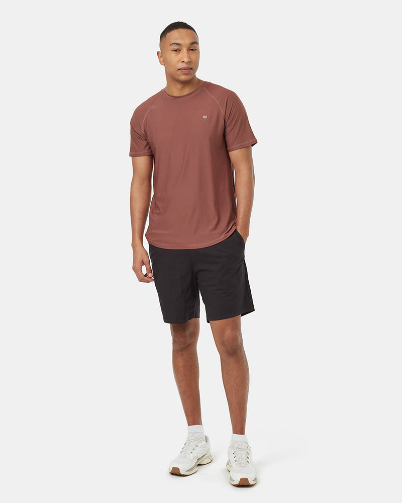 Red-Quick-dry-Crew-Neck-Shortsleeve-T-Shirt