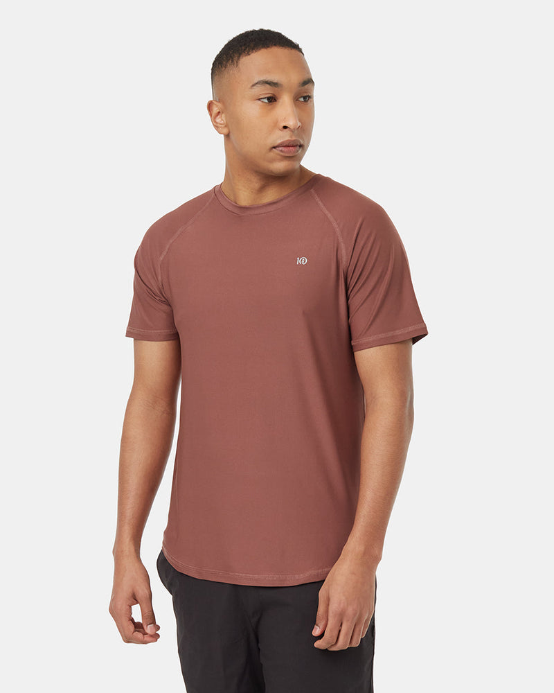 Red-Quick-dry-Crew-Neck-Shortsleeve-T-Shirt