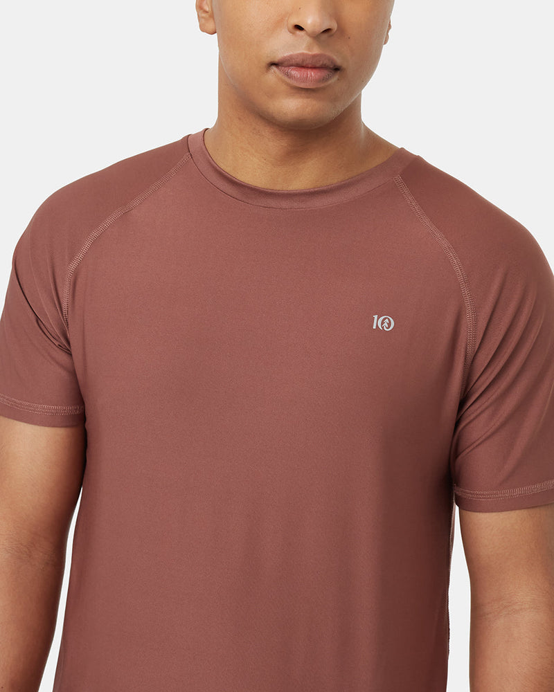 Red-Quick-dry-Crew-Neck-Shortsleeve-T-Shirt