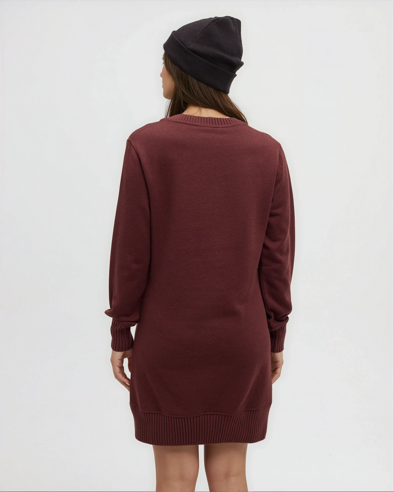 Red-Women_s-V-neck-Fleece-Dress