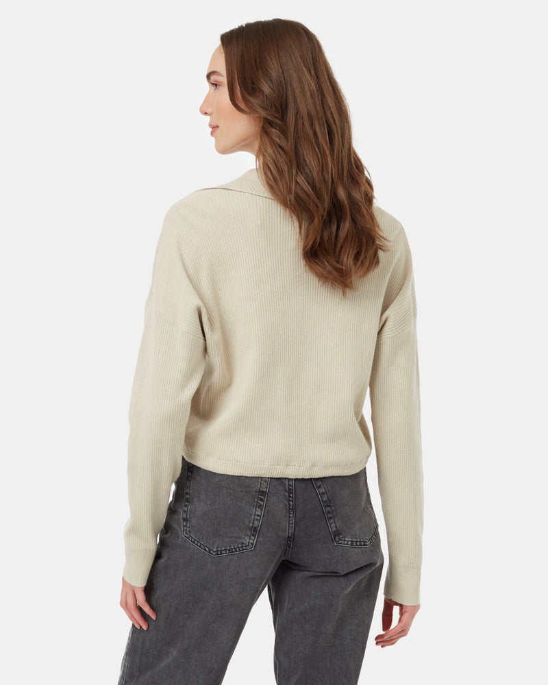 Oatmeal-Organic-Cotton-V-Neck-Cinch-Waist-Sweatshirt