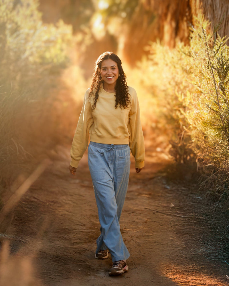 Yellow-TreeFleece-Oversized-Cropped-Crew