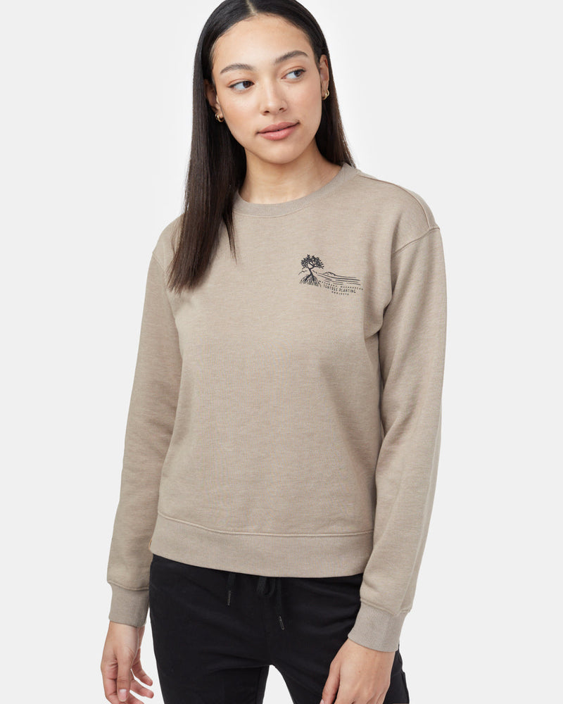 Beige Women's Graphic Crew Sweatshirt