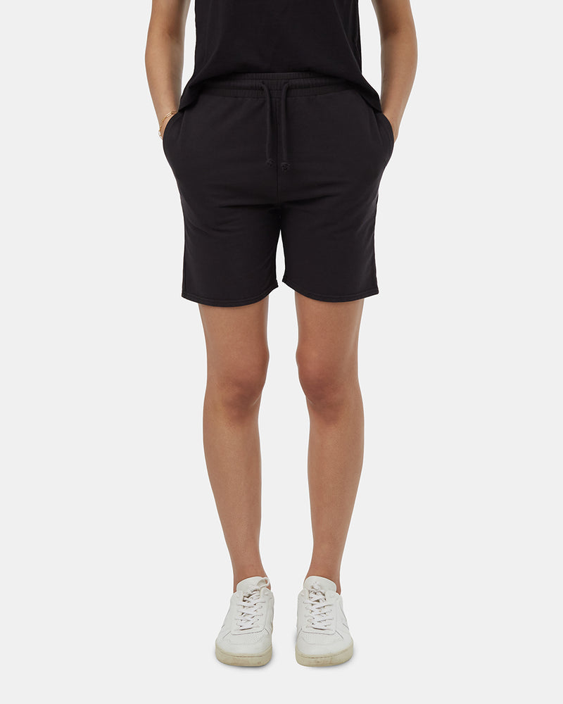 Black-Womens-High-Rise-Sweat-Shorts