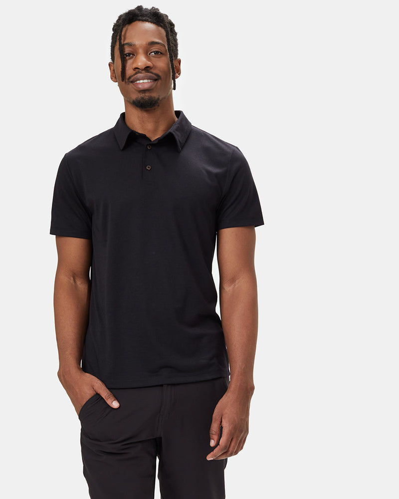 Black Mens Short Sleeve Polo Neck T-Shirt