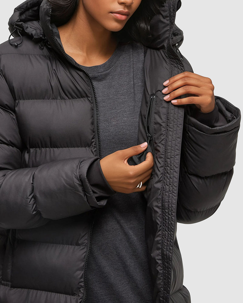 Black Women's Long Puffer Jacket