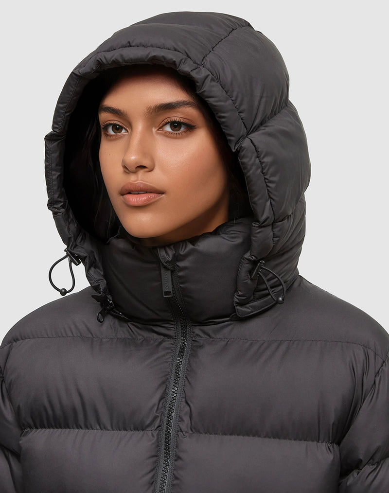 Black Women's Long Puffer Jacket