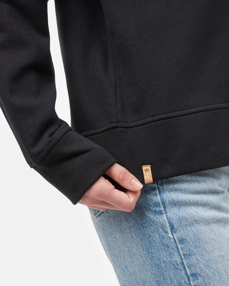 Black Women's Oversized V Neck Collar Sweatshirt