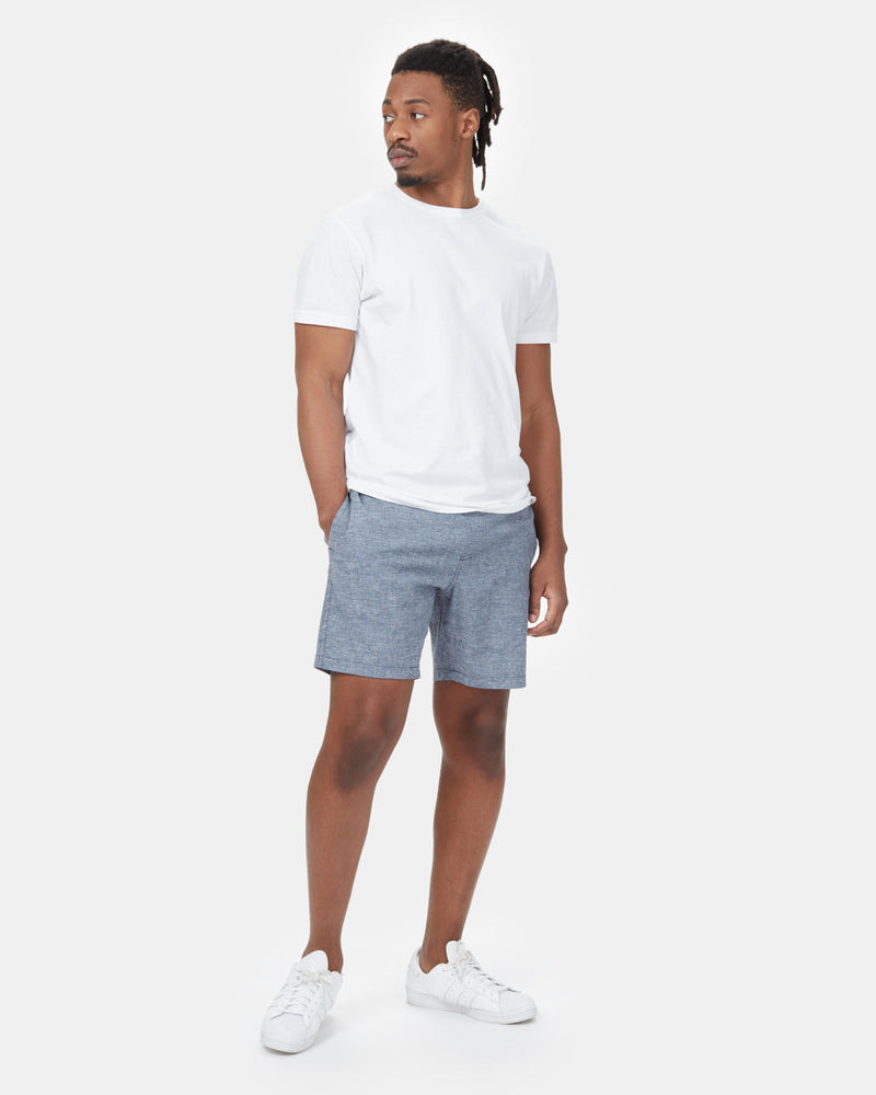 Blue Men's Casual Hemp Shorts