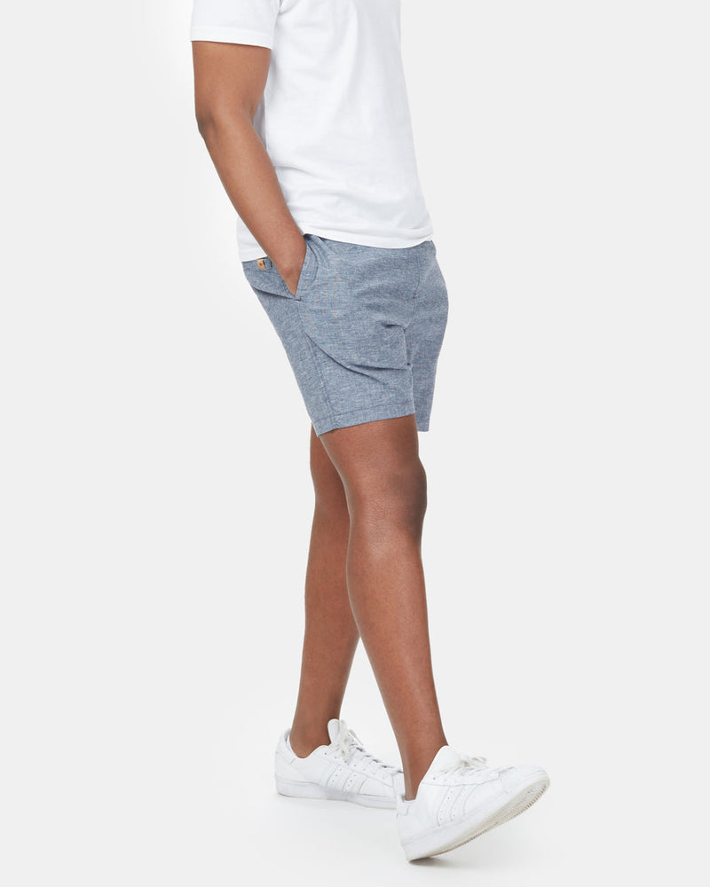 Blue Men's Casual Hemp Shorts