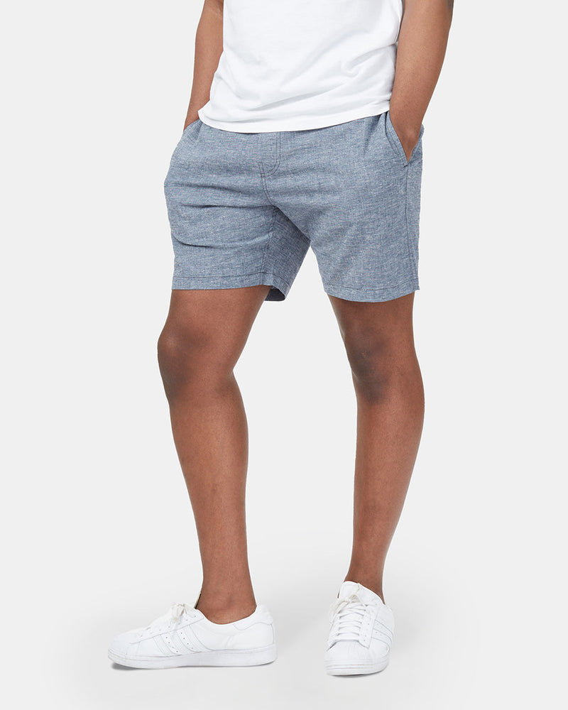 Blue Men's Casual Hemp Shorts