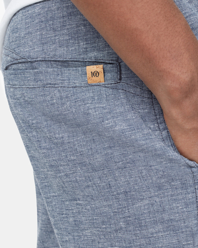 Blue Men's Casual Hemp Shorts