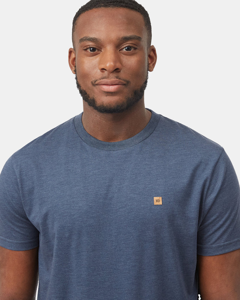 Mens-Blue-Recycled-Polyester-Crewneck-T-Shirt