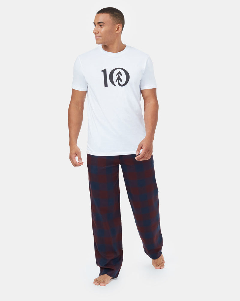 Blue,Red Men's Plaid Pajama Pants