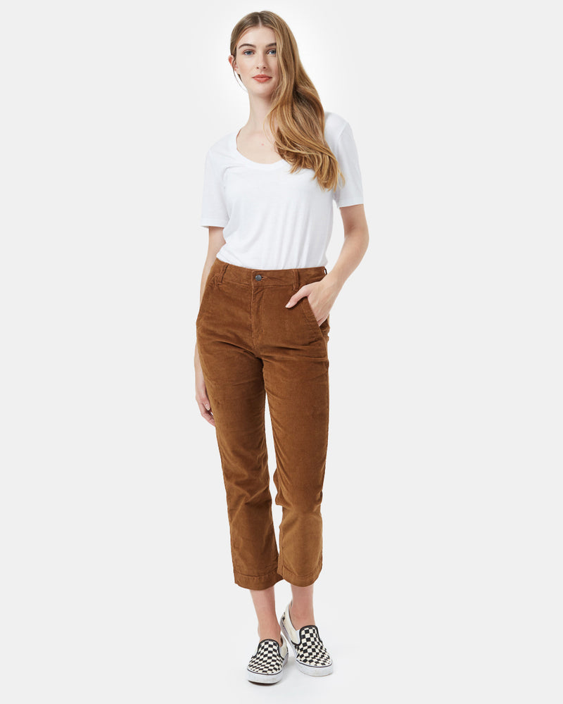 Brown Women's Corduroy Cropped Straight Leg Pant