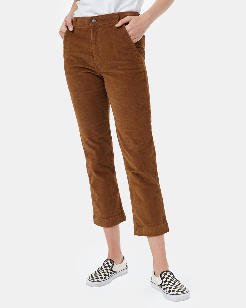 Brown Women's Corduroy Cropped Straight Leg Pant