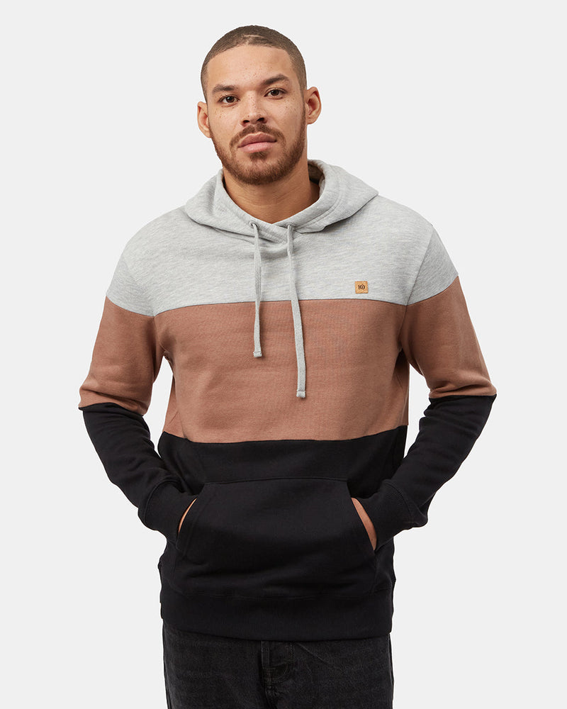 Brown,Gray Men's Stripe Pullover Hoodie