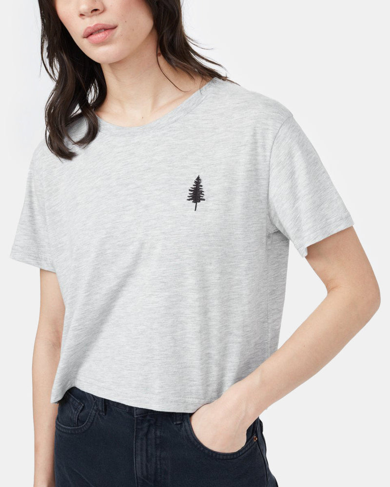 Gray Cropped Short Sleeve T-Shirt