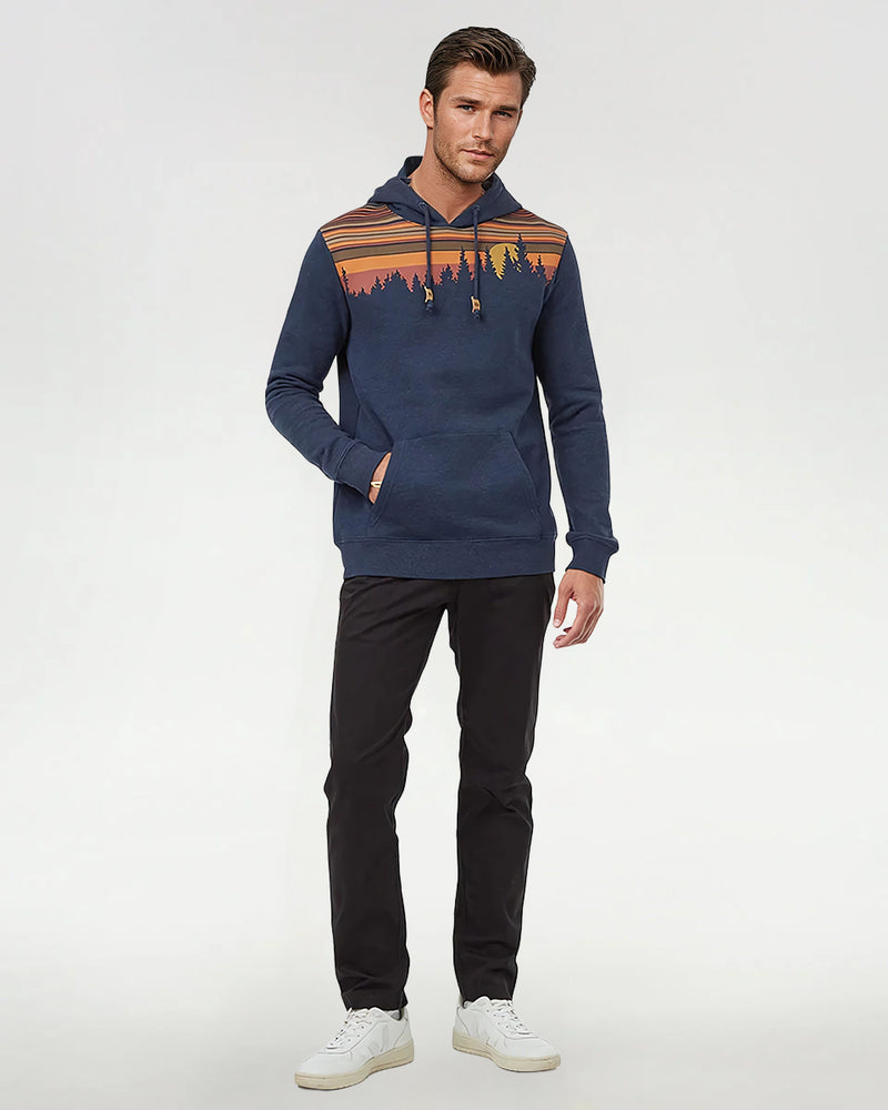 Navy-Treeline-graphic-longsleeve-Hoodie