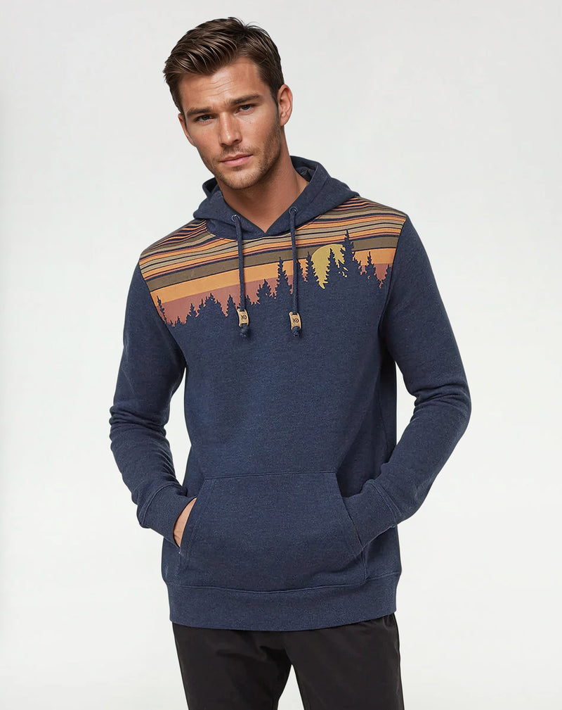 Navy-Treeline-graphic-longsleeve-Hoodie