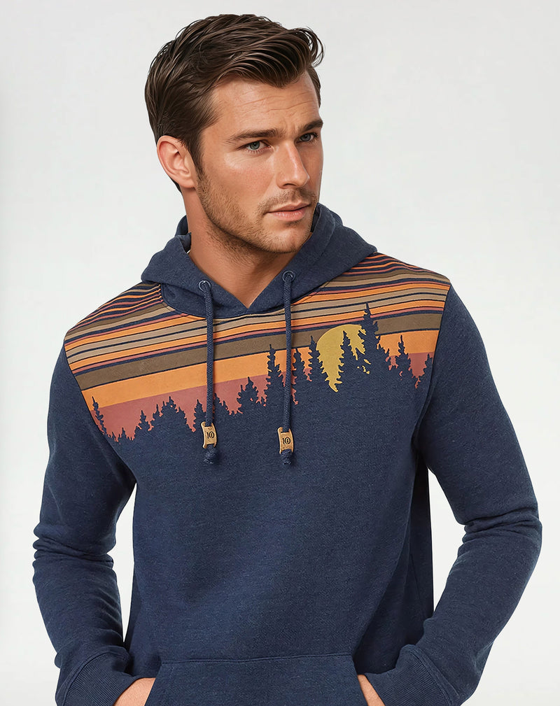Navy-Treeline-graphic-longsleeve-Hoodie