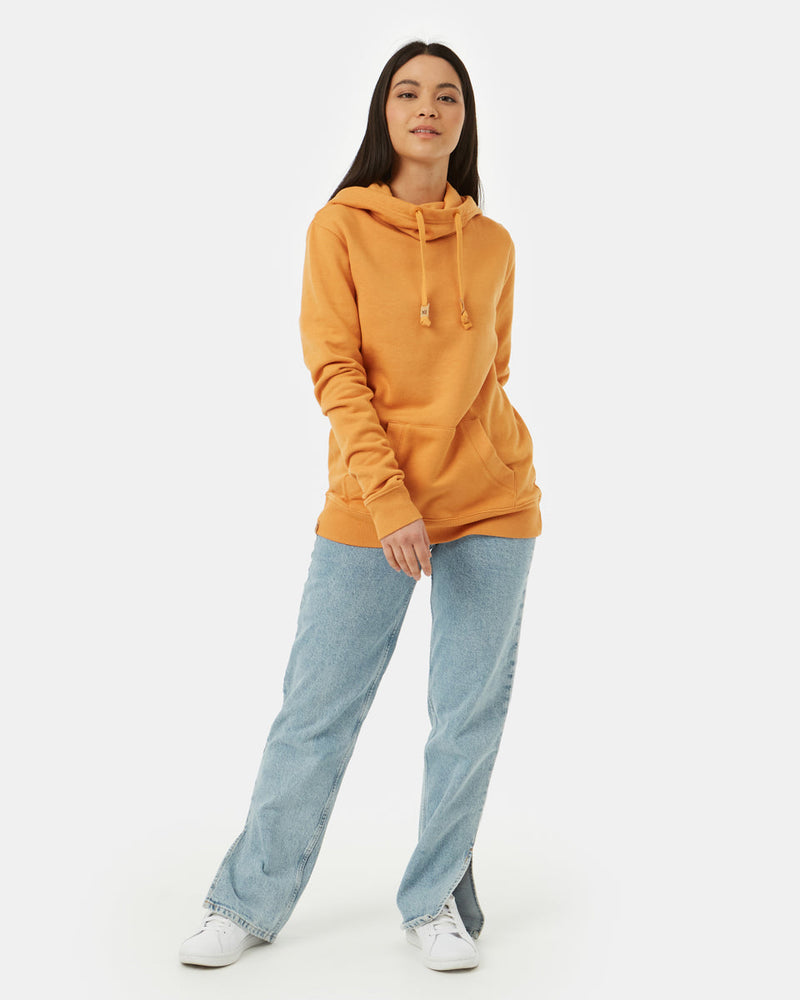 Orange Women's Eco-Friendly Pullover Hoodie *Model is 5'9.25", wearing size S